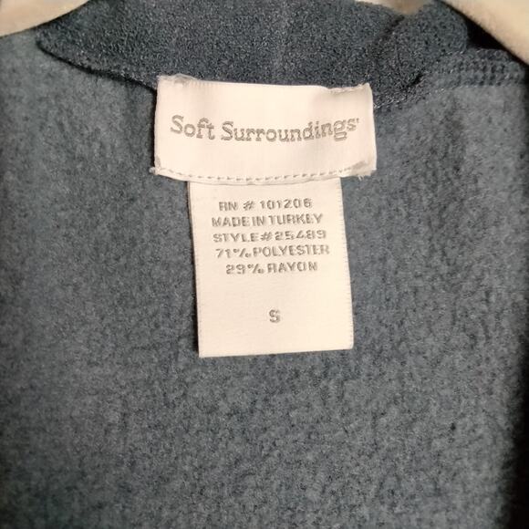 Soft Surroundings Sz S Navy Buckle Closure Knit Long Line Cardigan Soft Collared - Picture 4 of 5